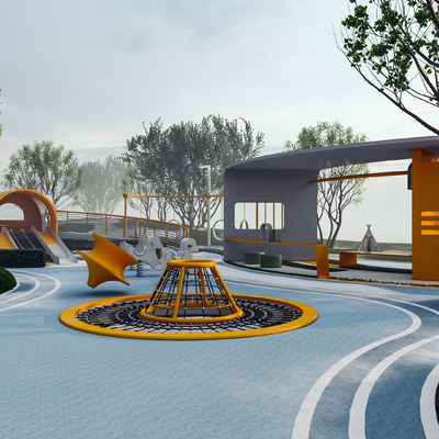  现代儿童户外乐园su模型 