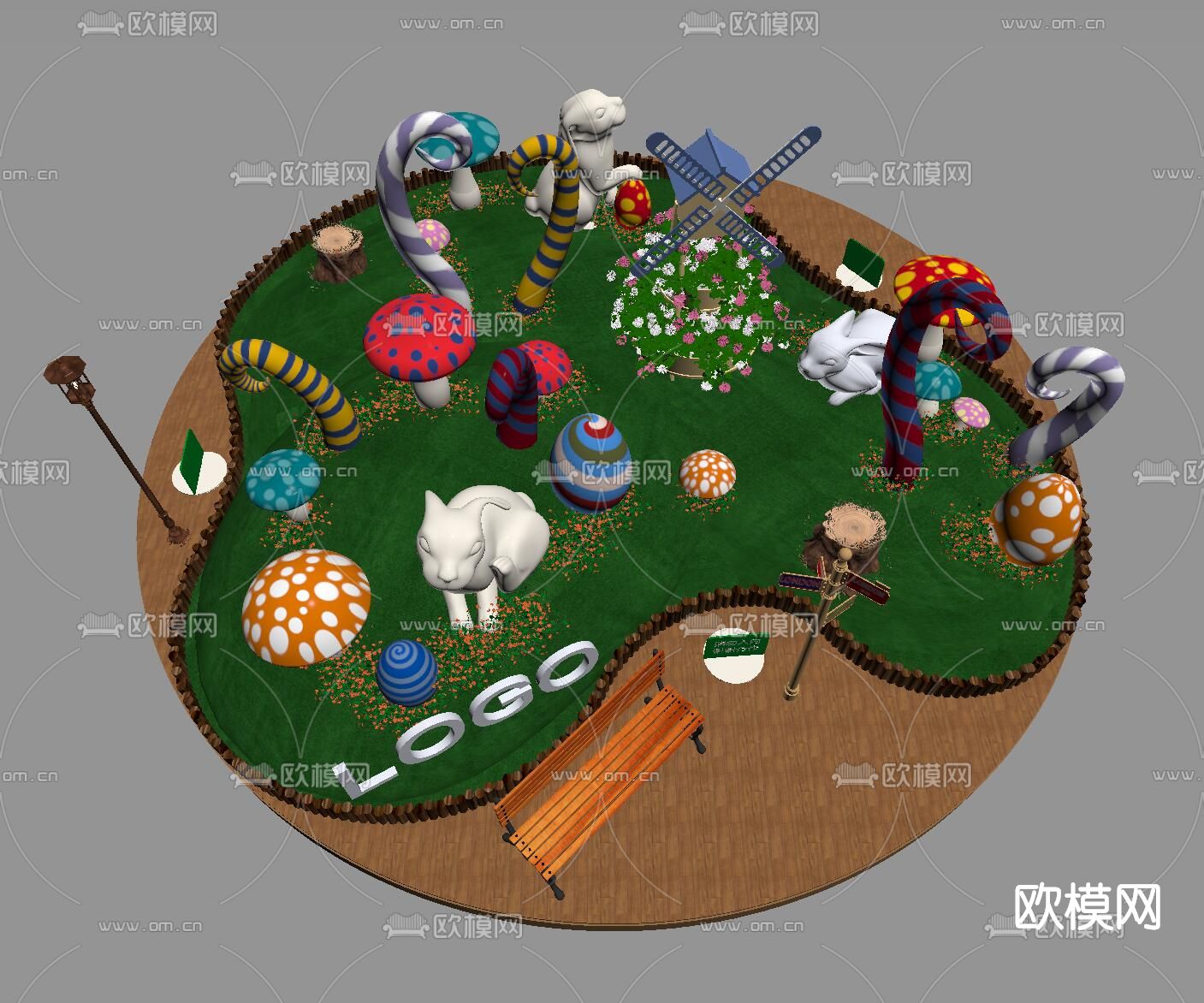 北欧圣诞主题商场美陈su模型下载（渲染图4）