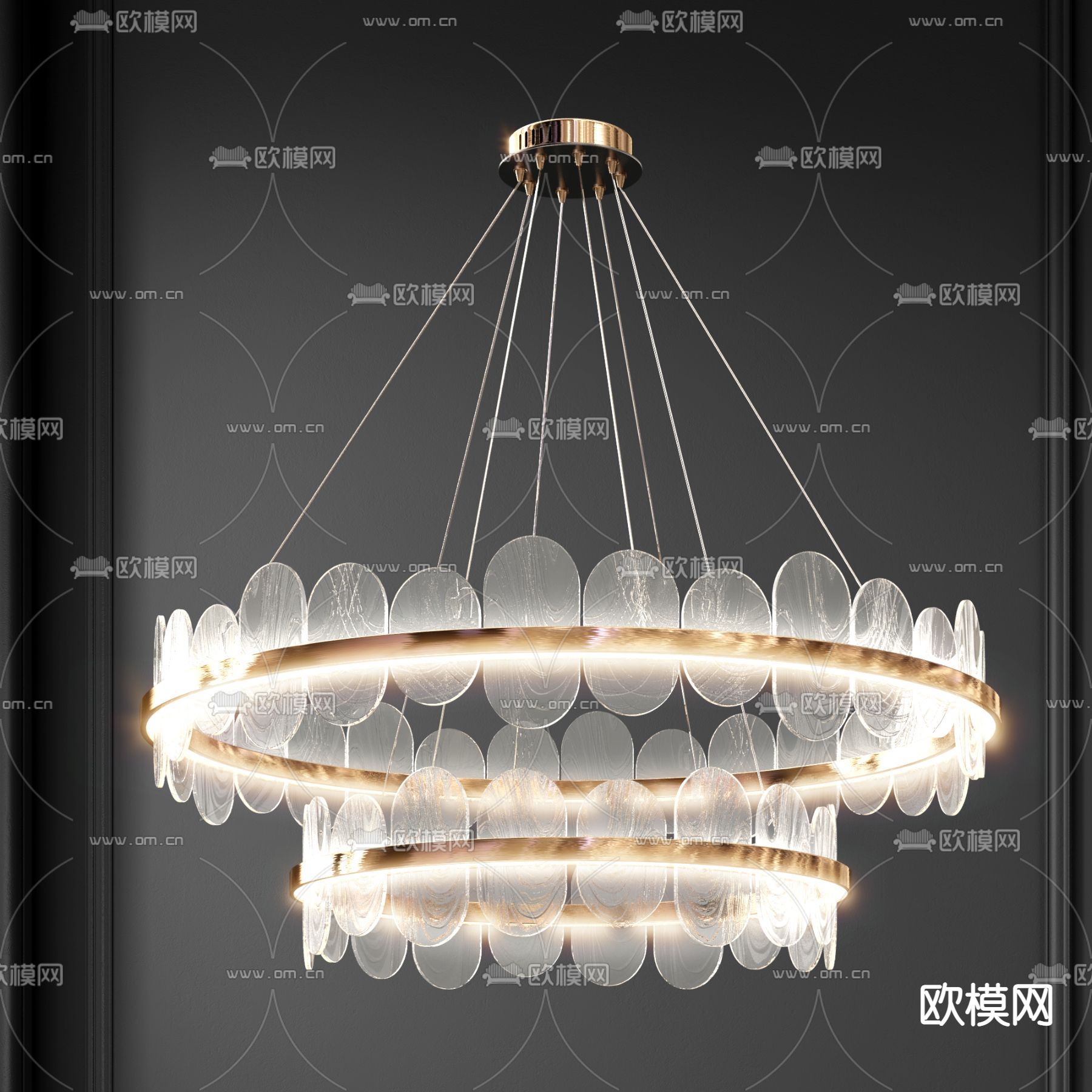 现代轻奢水晶吊灯3d模型下载（渲染图5）