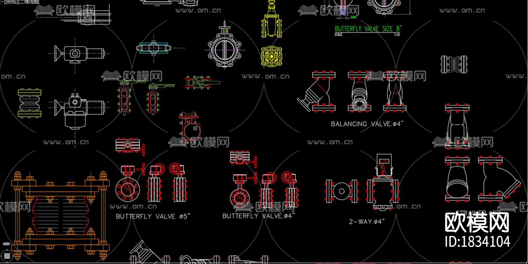 管件弯头cad图库下载（渲染图7）