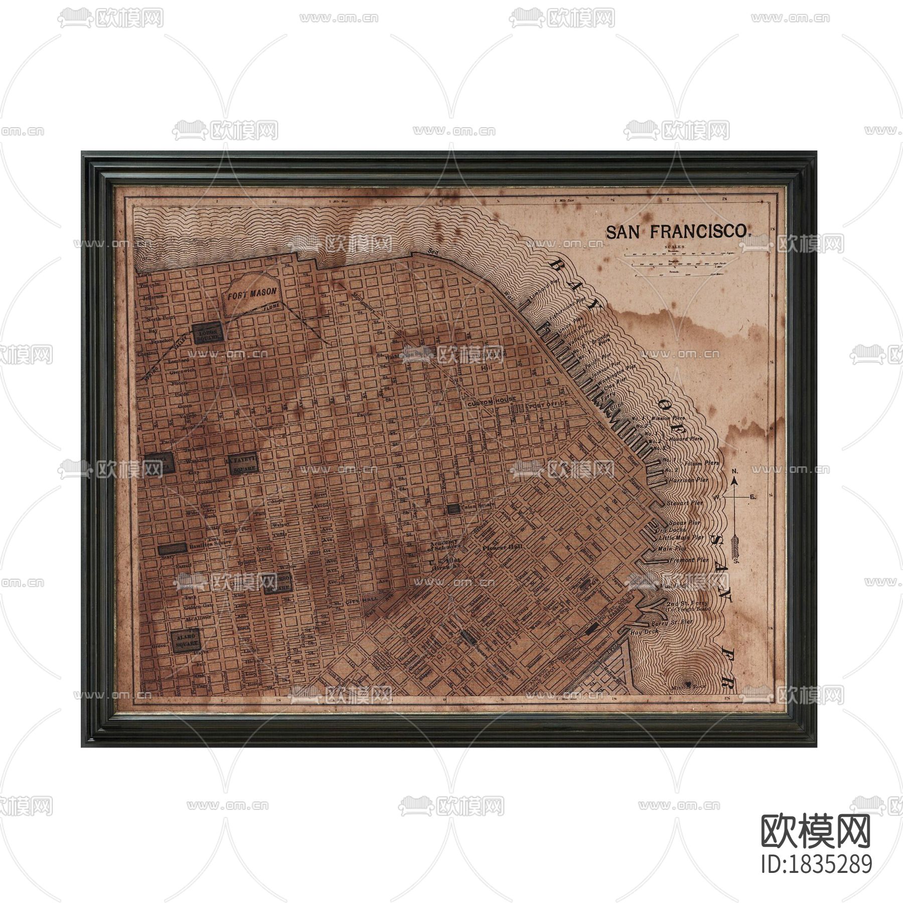 复古地图-免费3dmax模型库-欧模网
