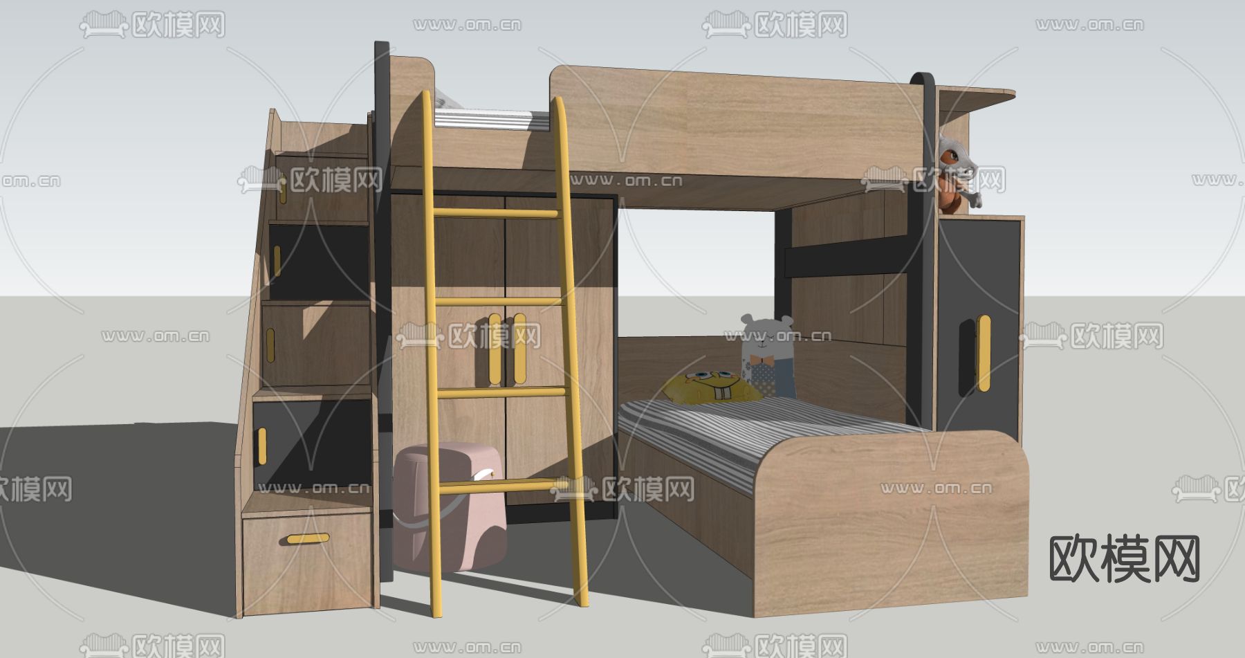 现代儿童上下床su模型下载