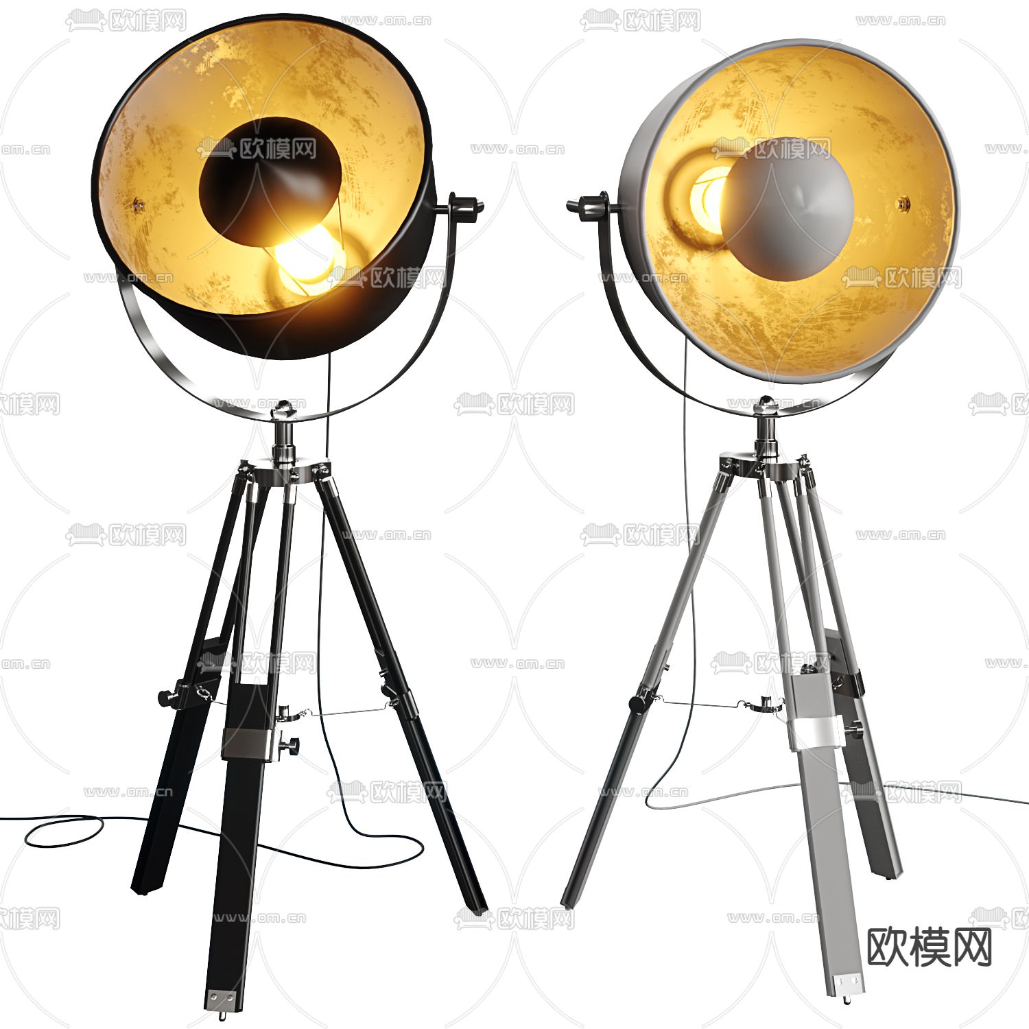 工业风铁艺舞台投影灯3d模型下载