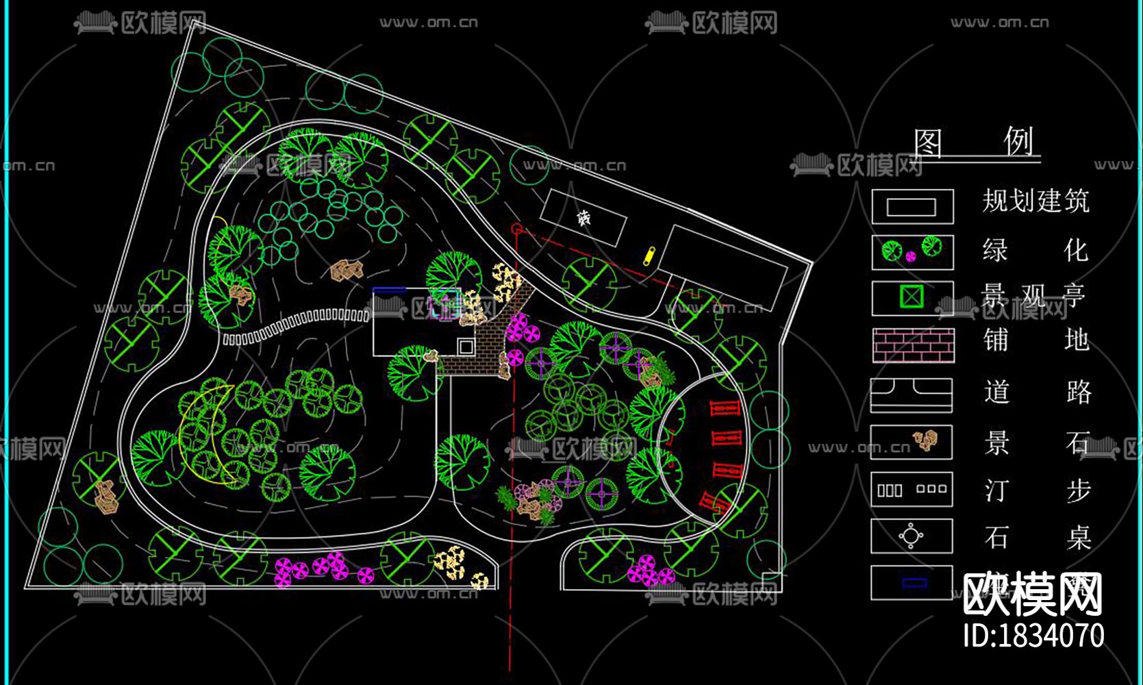 办公环境庭院景观cad施工图下载（渲染图10）