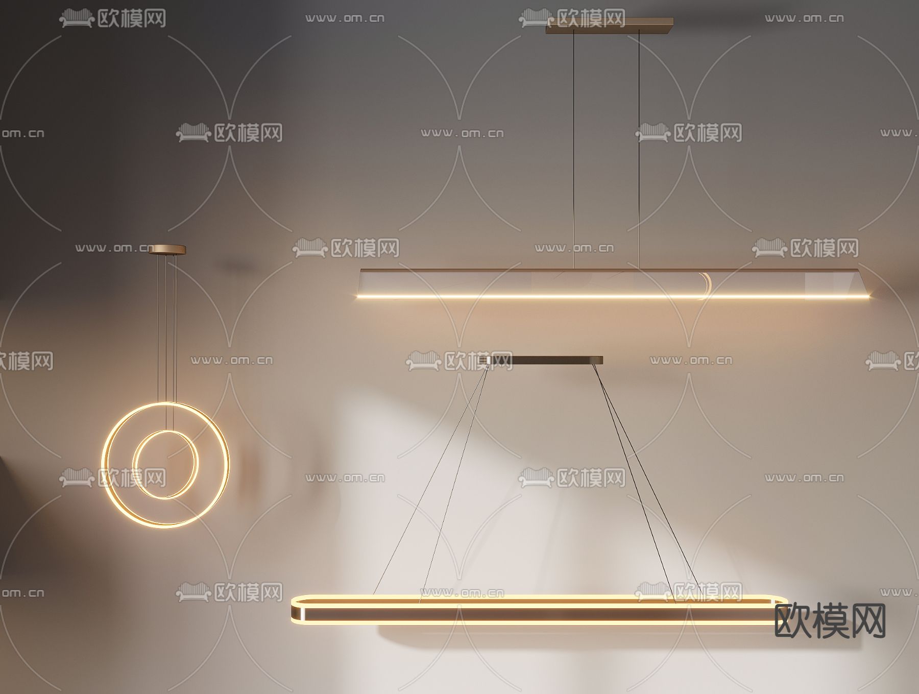 现代金属条形吊灯3d模型下载_ID11685699_3dmax免费模型-欧模网