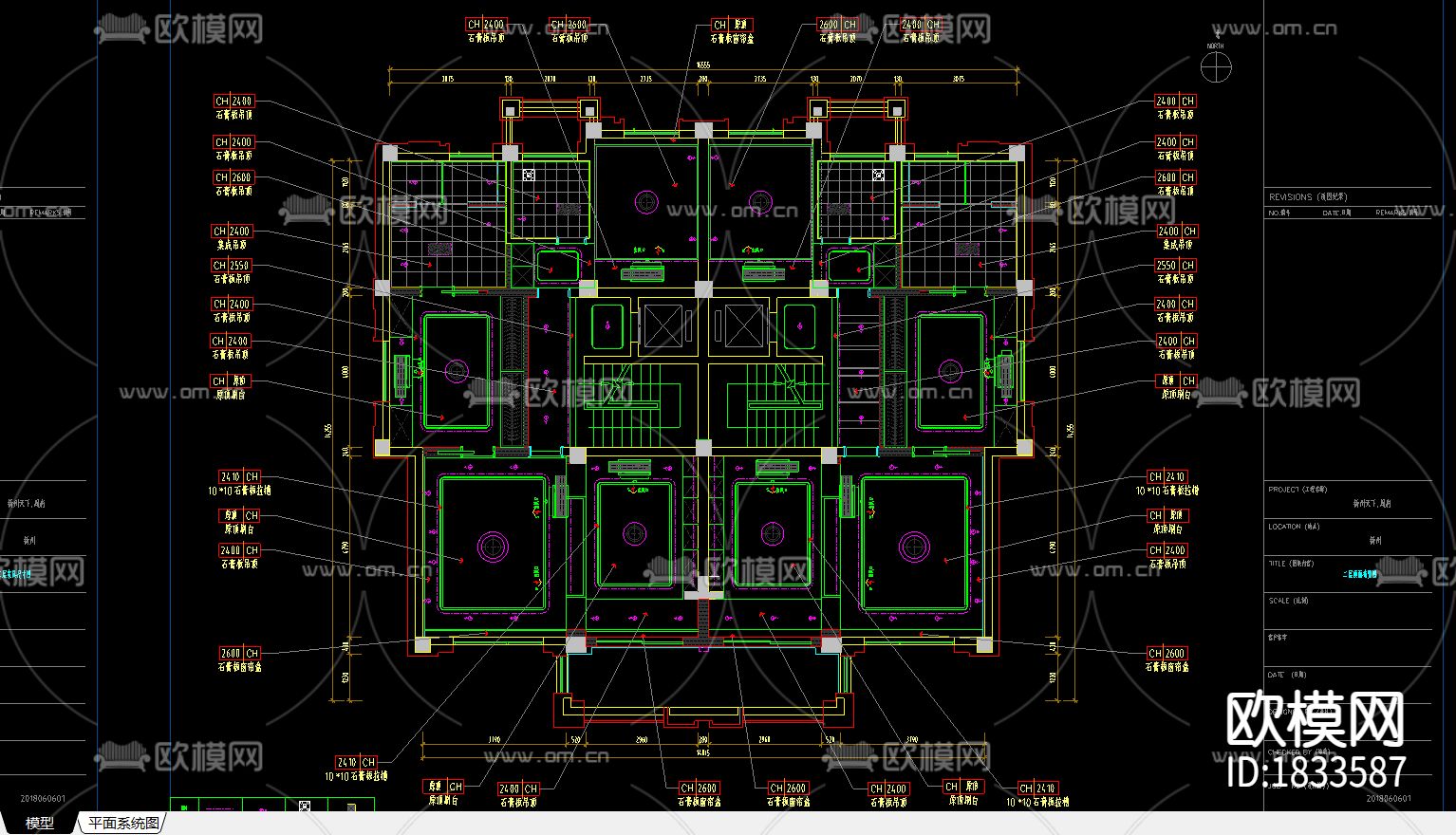 cad施工图周府别墅室内装饰cad施工图下载（渲染图7）