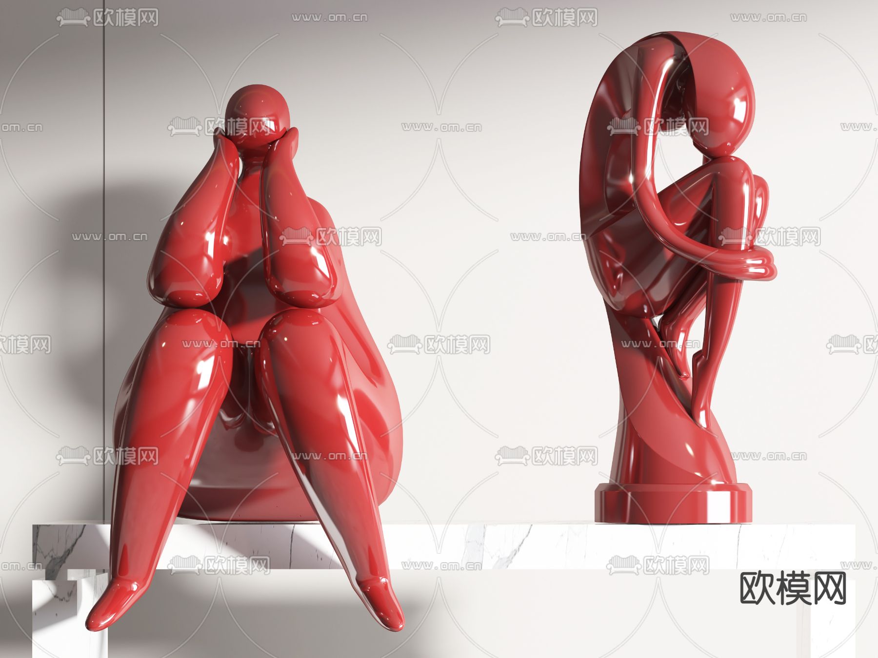 现代抽象人物雕塑3d模型