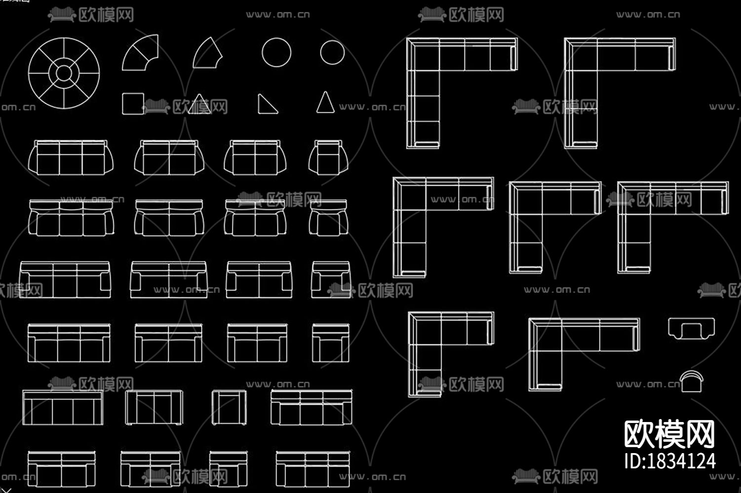 沙发平面图块cad图库下载（渲染图8）