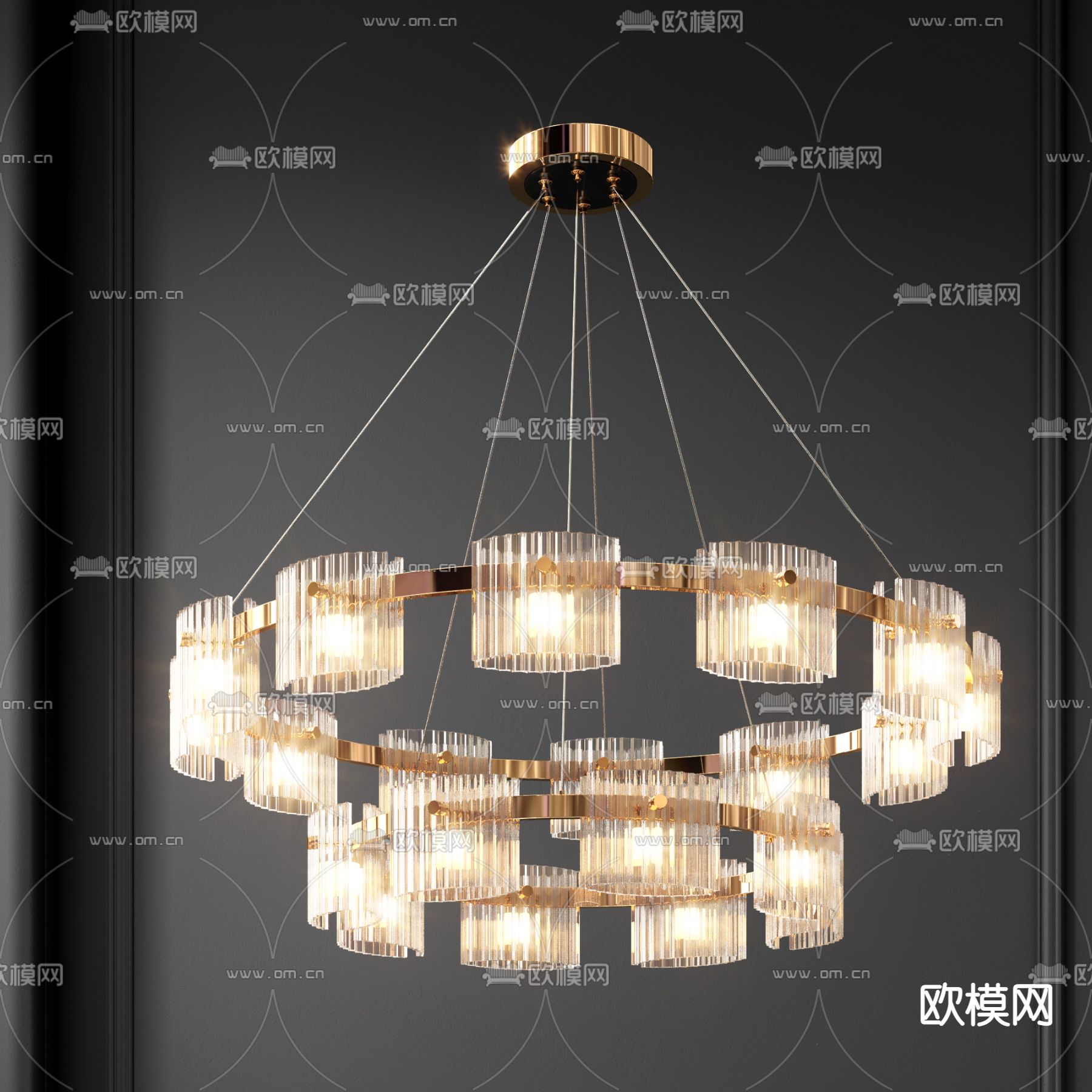 现代轻奢水晶吊灯3d模型下载（渲染图6）