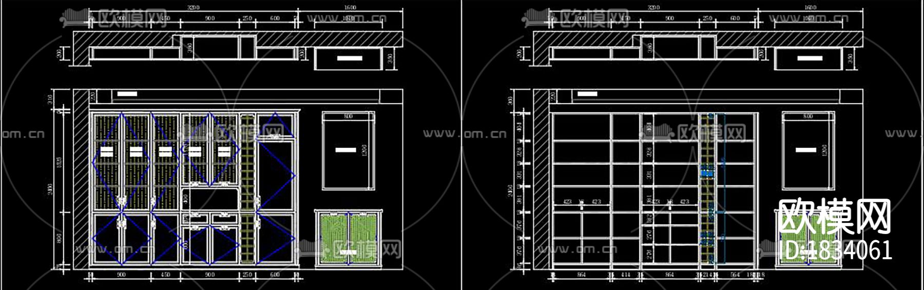 新中式家装cad施工图下载（渲染图3）