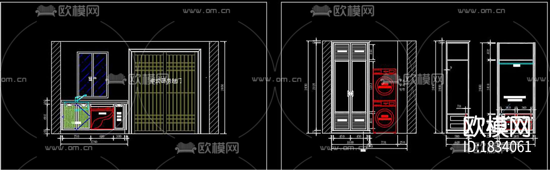 新中式家装cad施工图下载（渲染图4）
