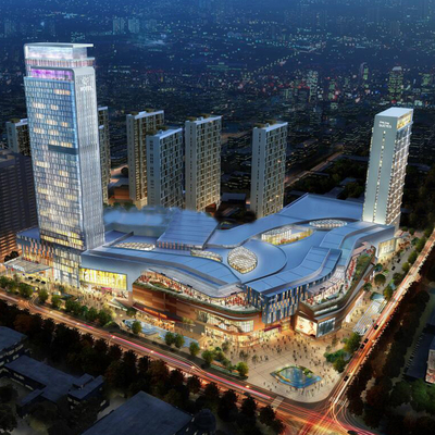  现代商业综合楼鸟瞰su模型 