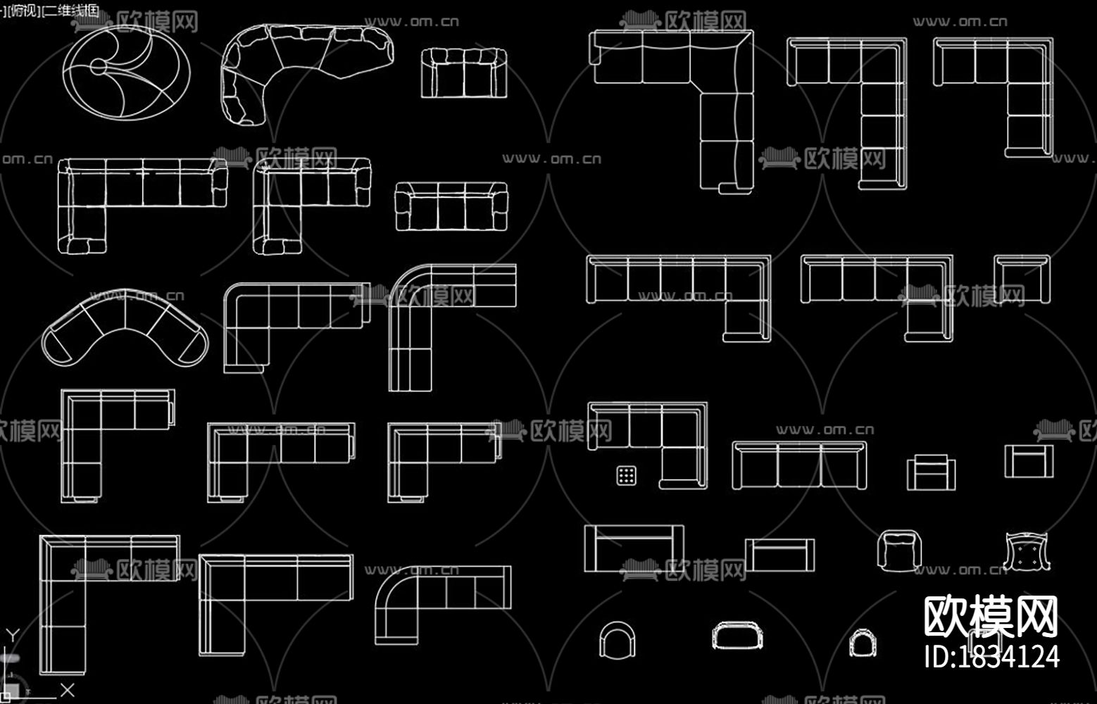 沙发平面图块cad图库下载（渲染图5）