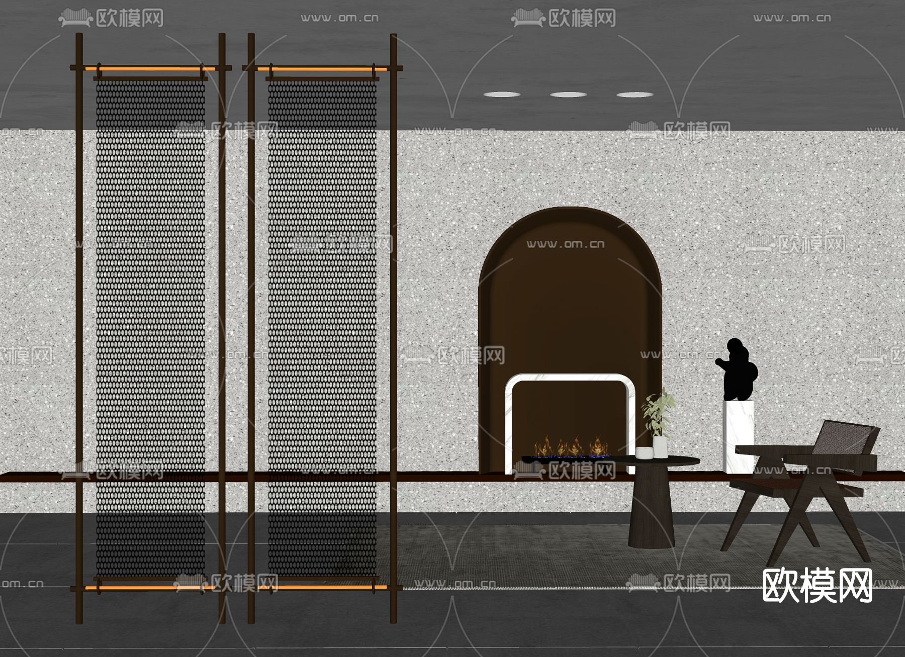 工业风金属屏风隔断su模型下载（渲染图2）