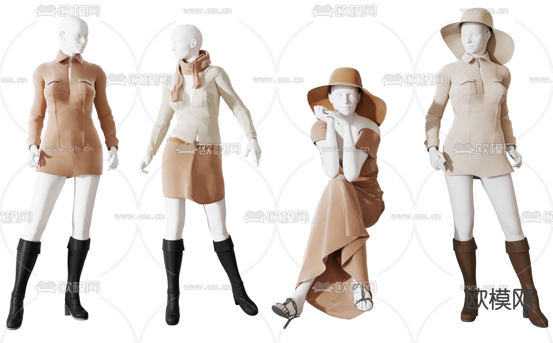 现代服装模特3d模型