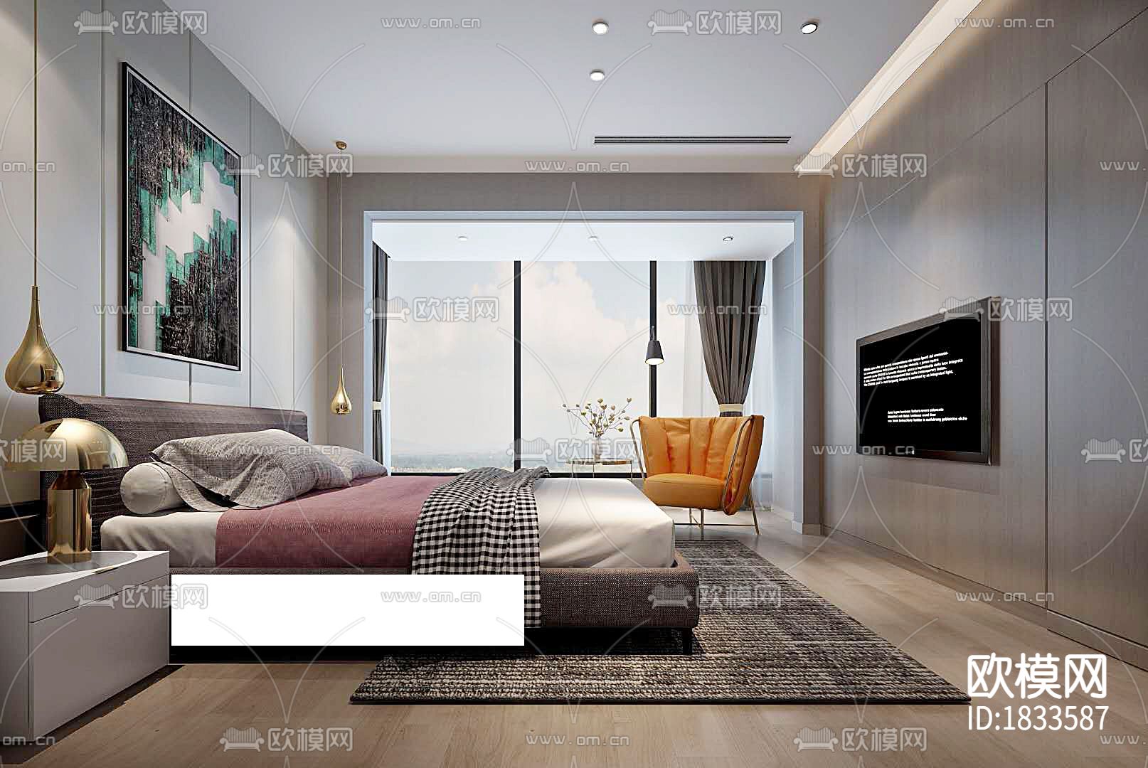 cad施工图周府别墅室内装饰cad施工图下载（渲染图5）