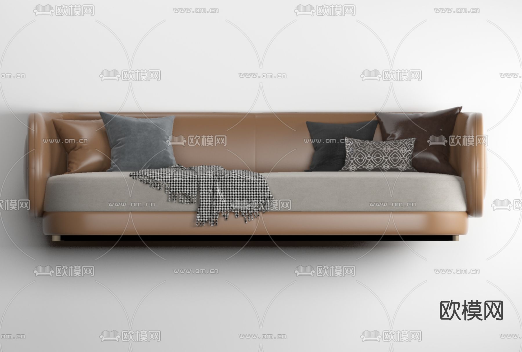 现代皮革双人沙发免费3d模型下载