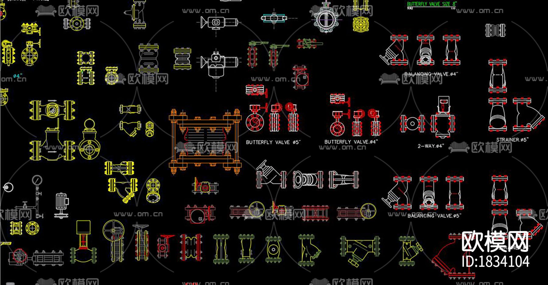 管件弯头cad图库下载（渲染图9）