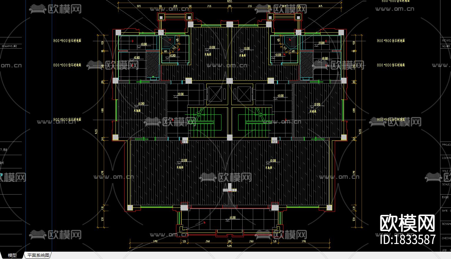 cad施工图周府别墅室内装饰cad施工图下载（渲染图8）