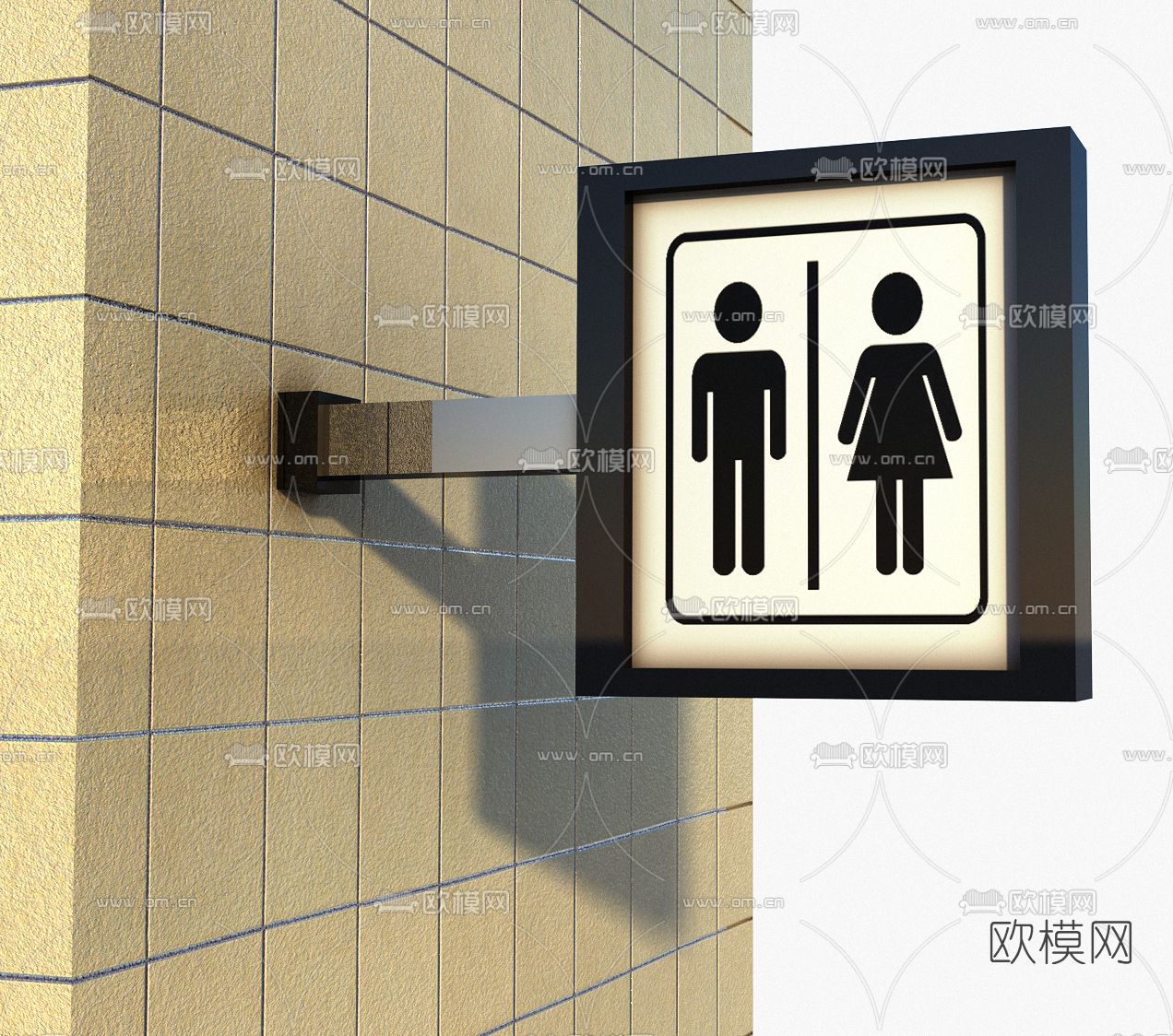 现代公共厕所标识免费3d模型下载