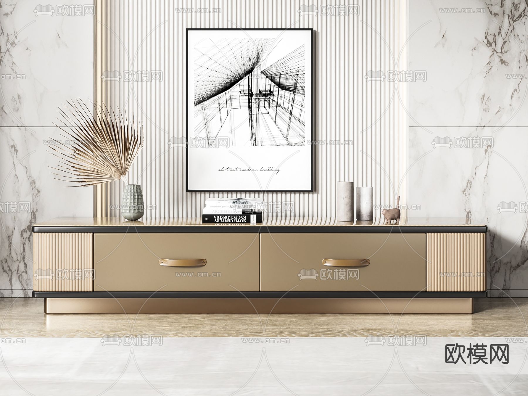 现代轻奢电视柜3d模型下载