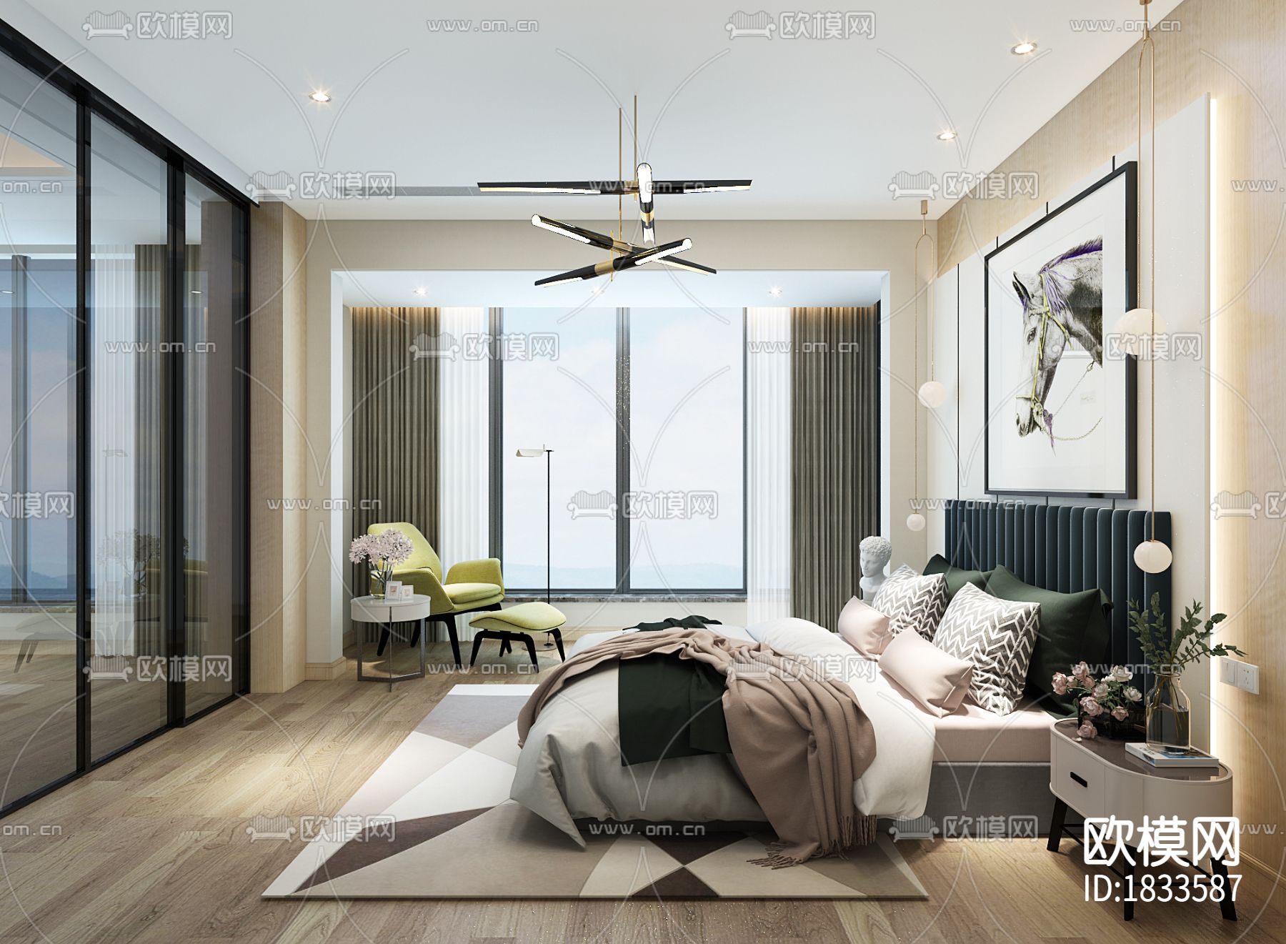 cad施工图周府别墅室内装饰cad施工图下载（渲染图4）