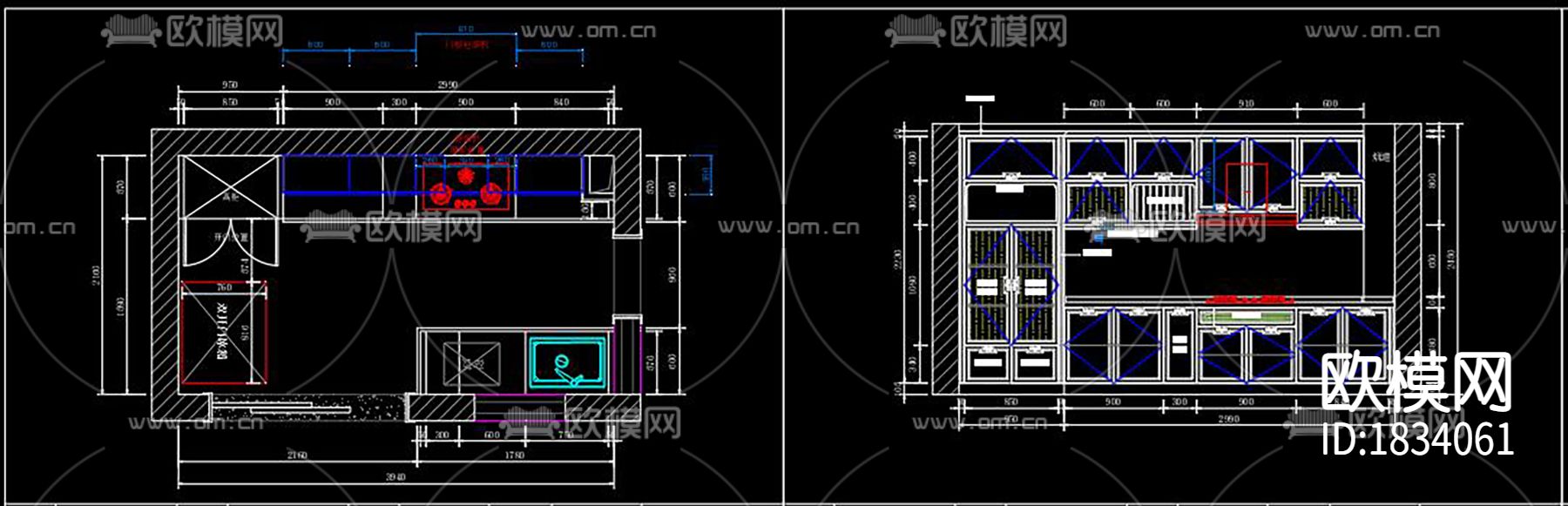 新中式家装cad施工图下载（渲染图5）