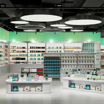  现代美妆店su模型 