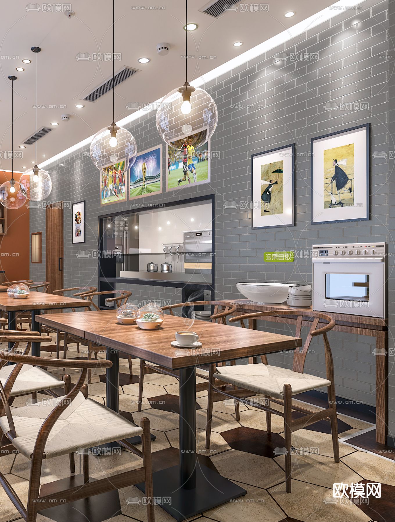 现代快餐店3d模型下载（渲染图2）