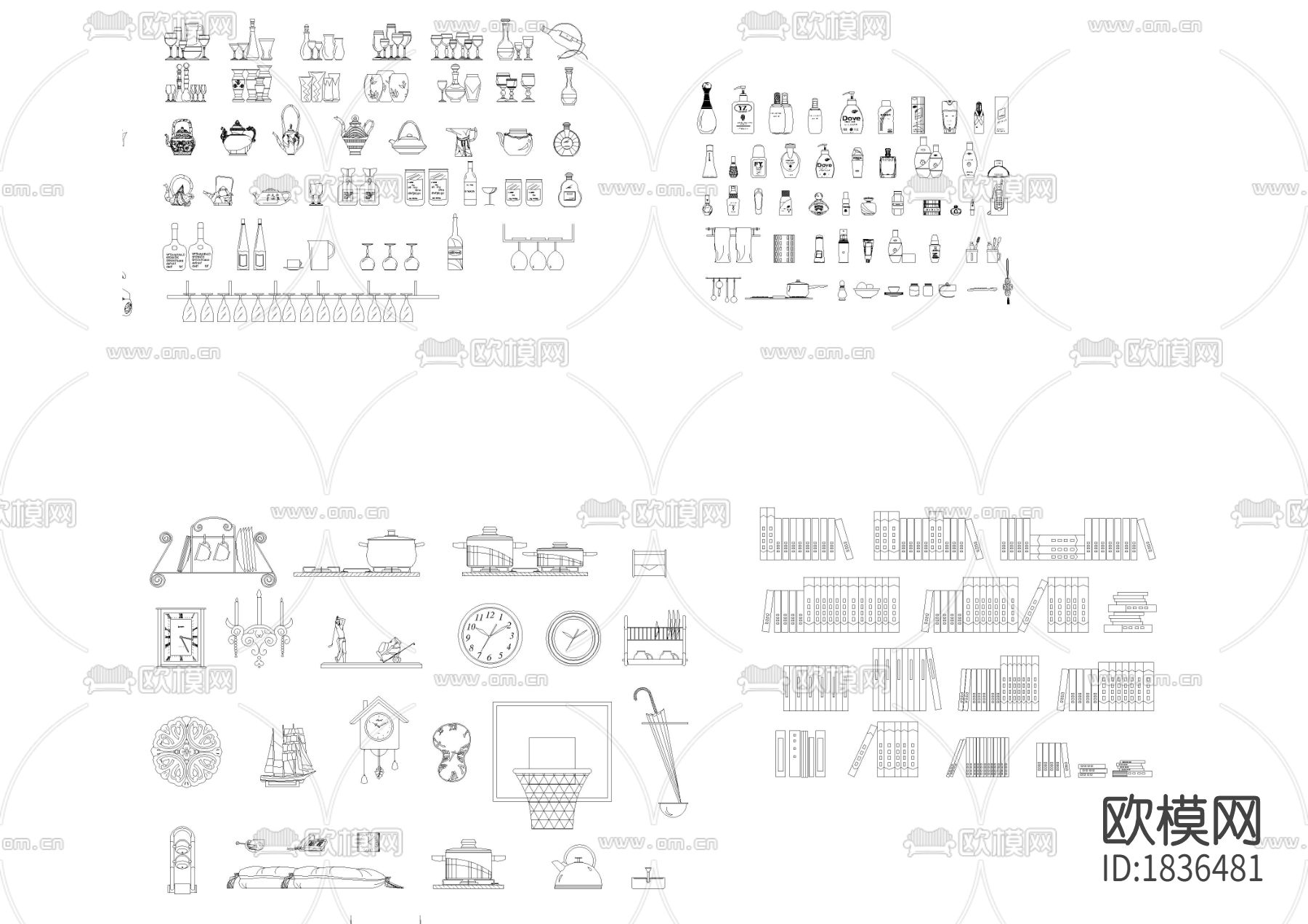 立面装饰品cad图库下载（渲染图2）