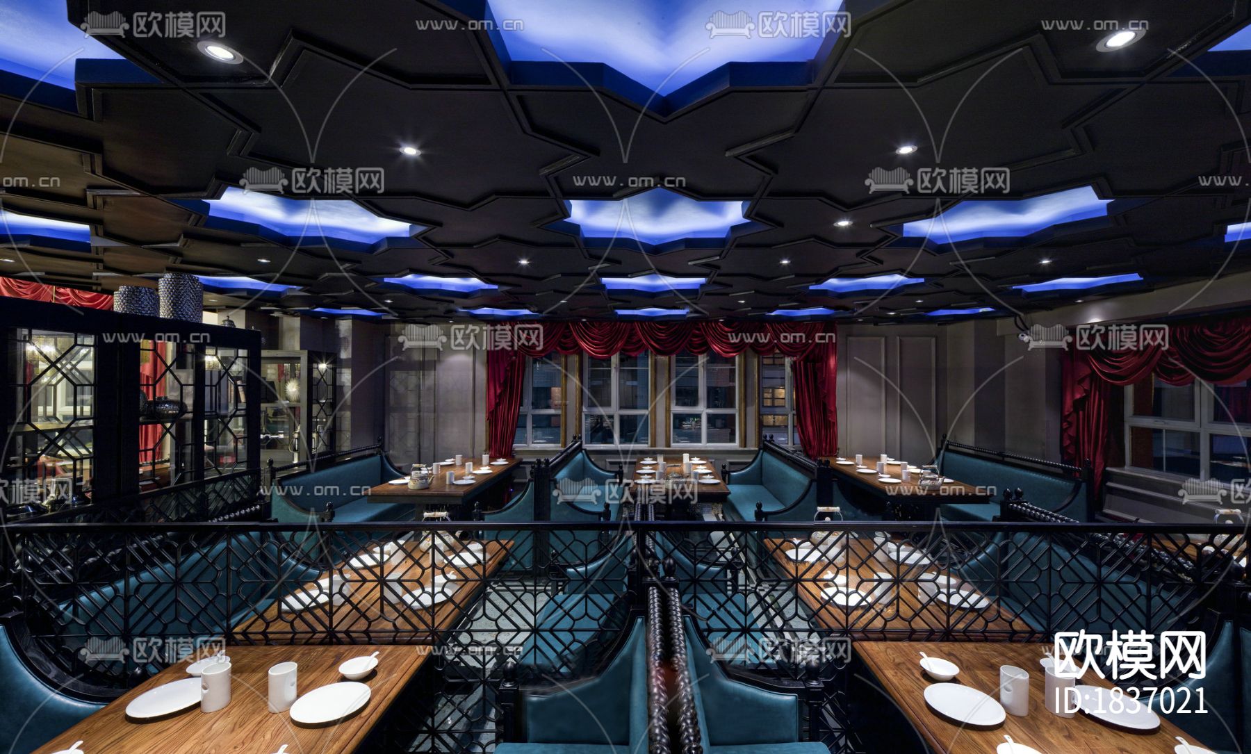 欧式餐厅cad施工图下载（渲染图4）