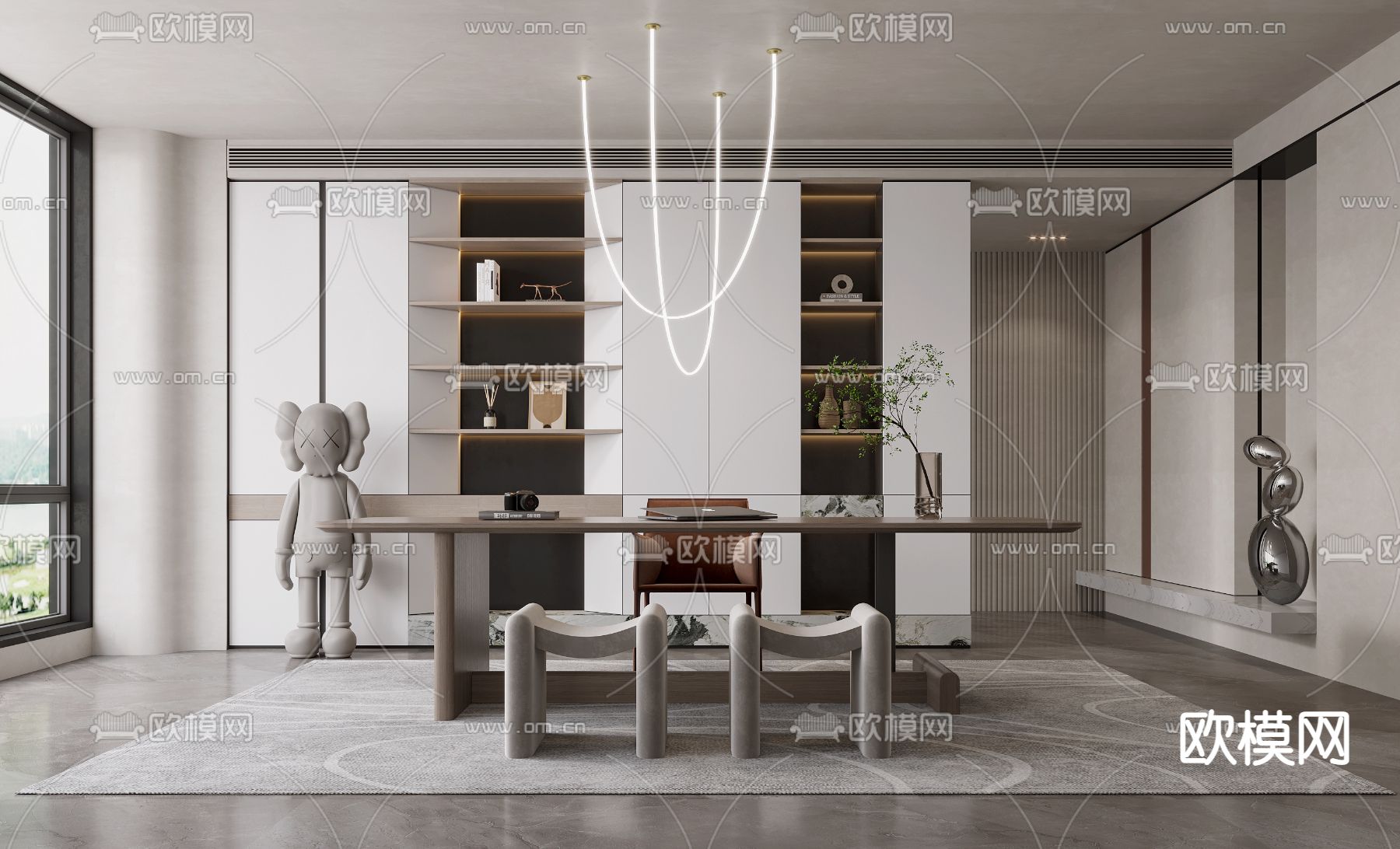 现代书房3d模型