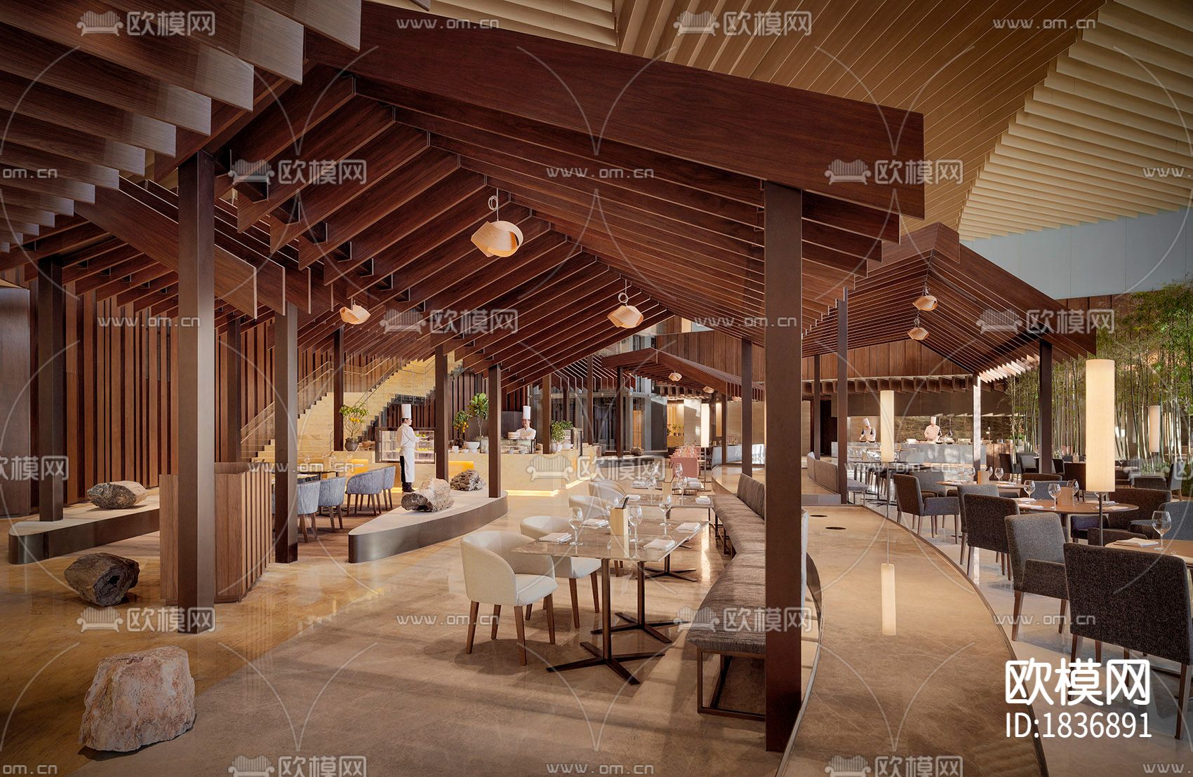 北京凯悦酒店cad施工图下载（渲染图4）