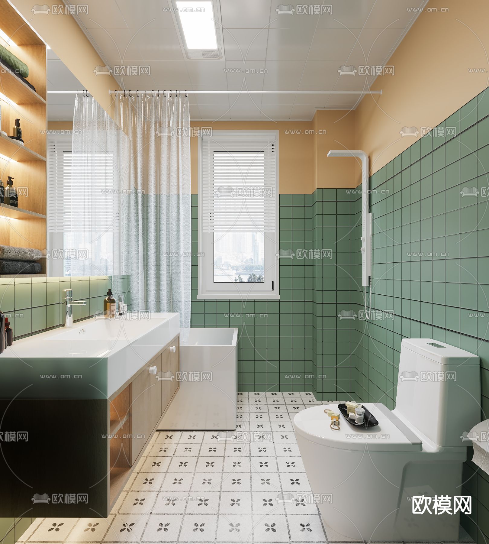 北欧卫生间浴室3d模型下载（渲染图2）