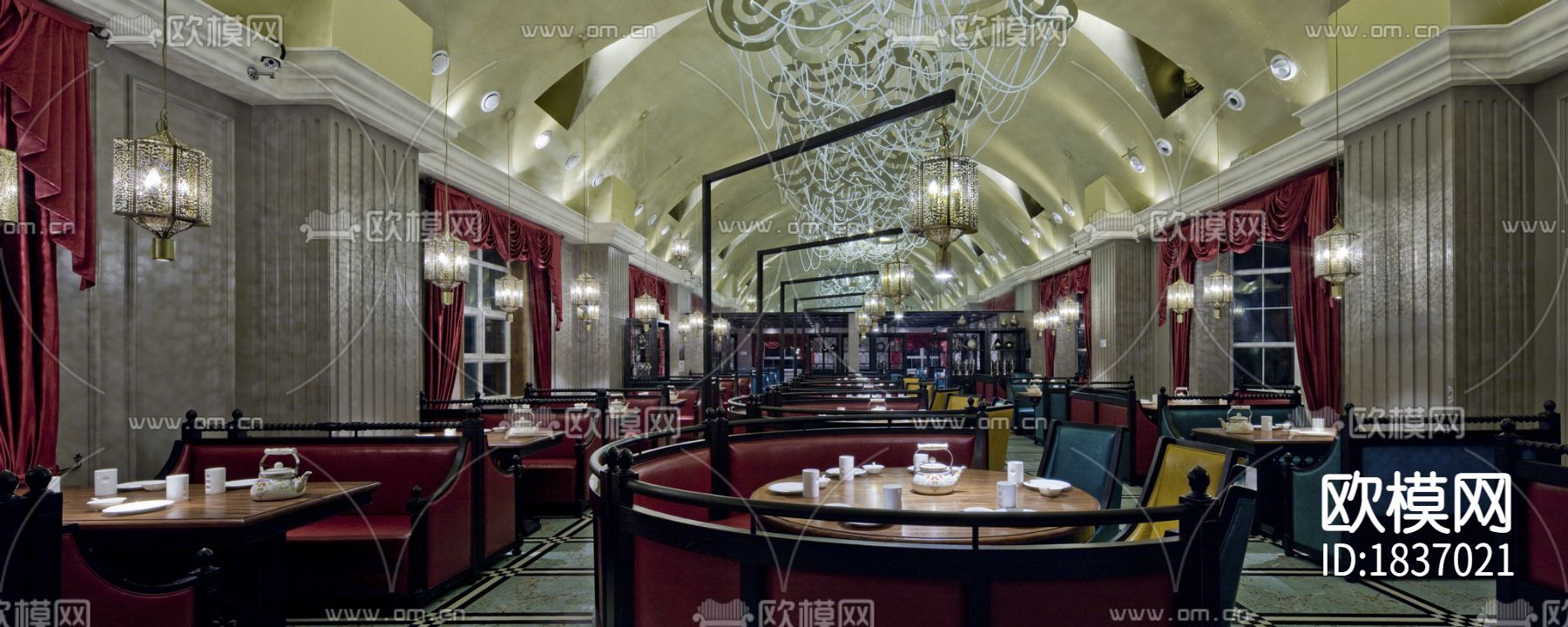 欧式餐厅cad施工图下载（渲染图3）
