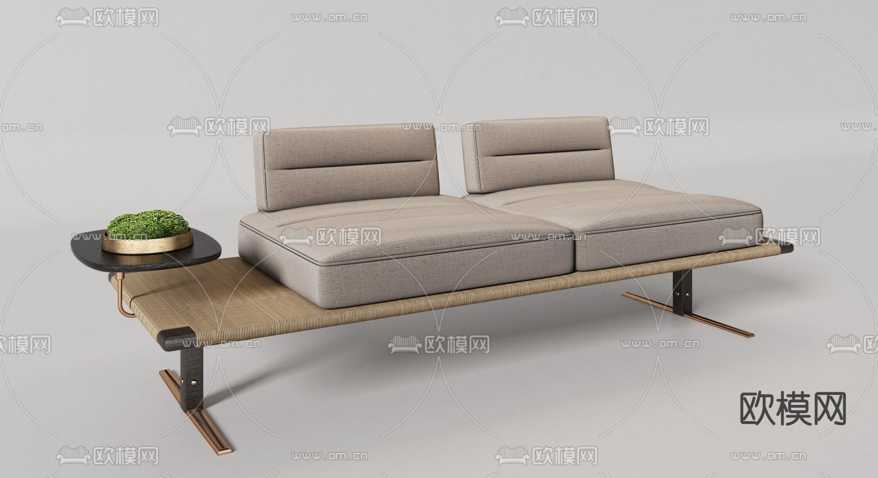 现代皮革休闲沙发3d模型