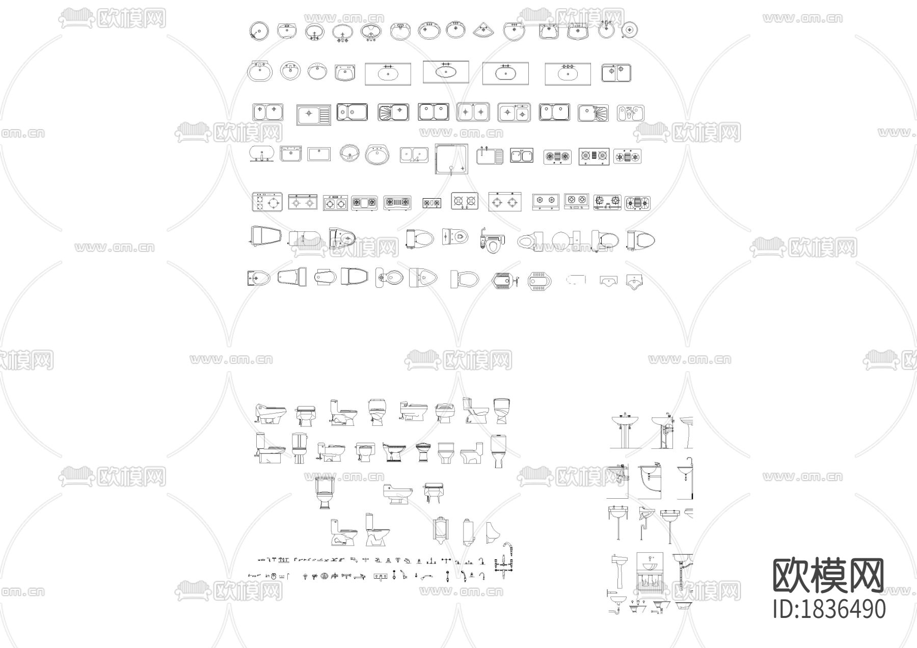 卫生间洁具cad图库