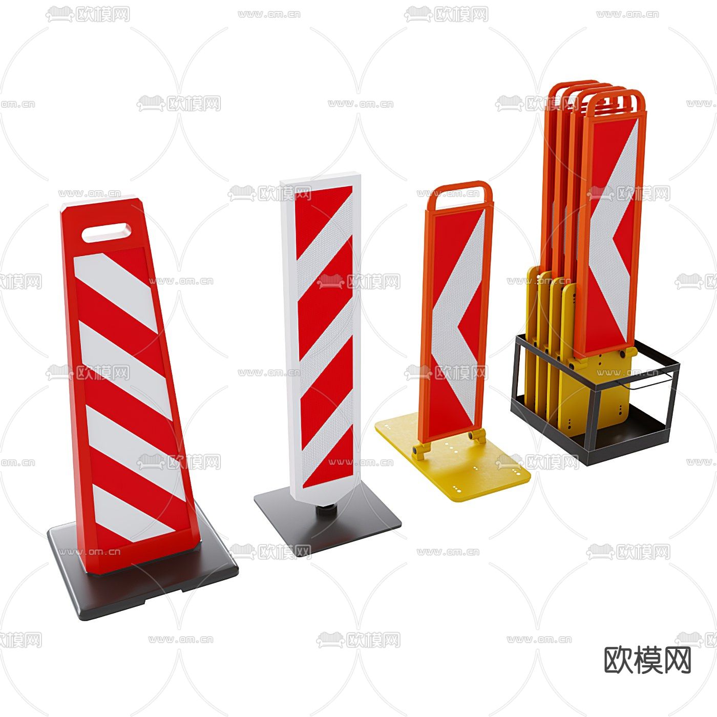 现代停车场入口道闸减速带路障3d模型下载（渲染图3）