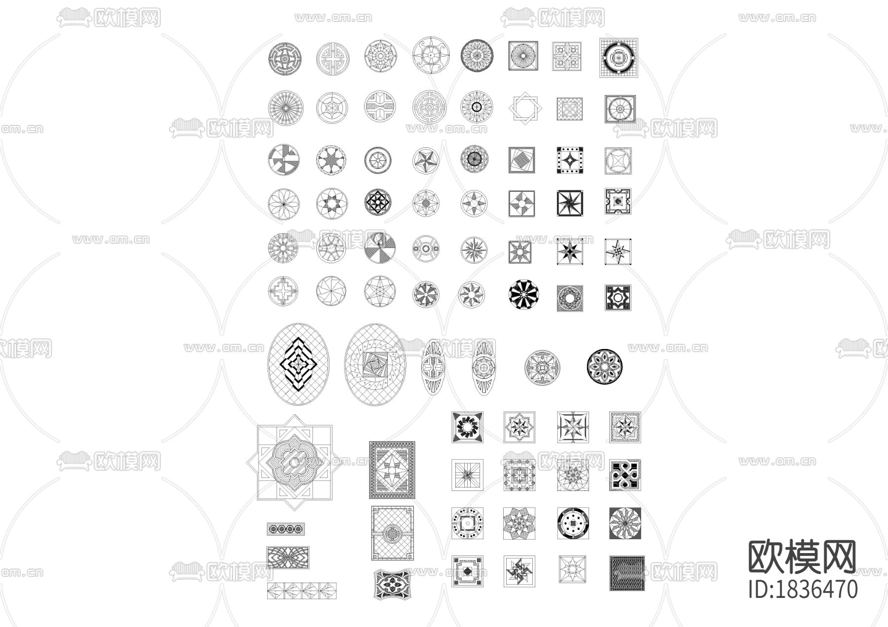 地面拼花雕花cad图库下载（渲染图1）
