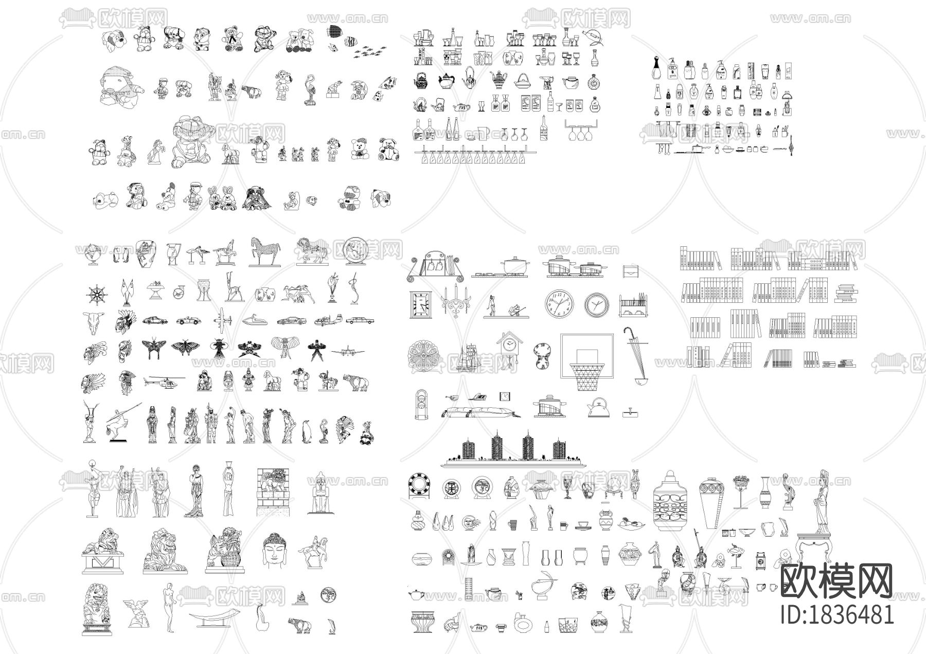 立面装饰品cad图库下载（渲染图1）