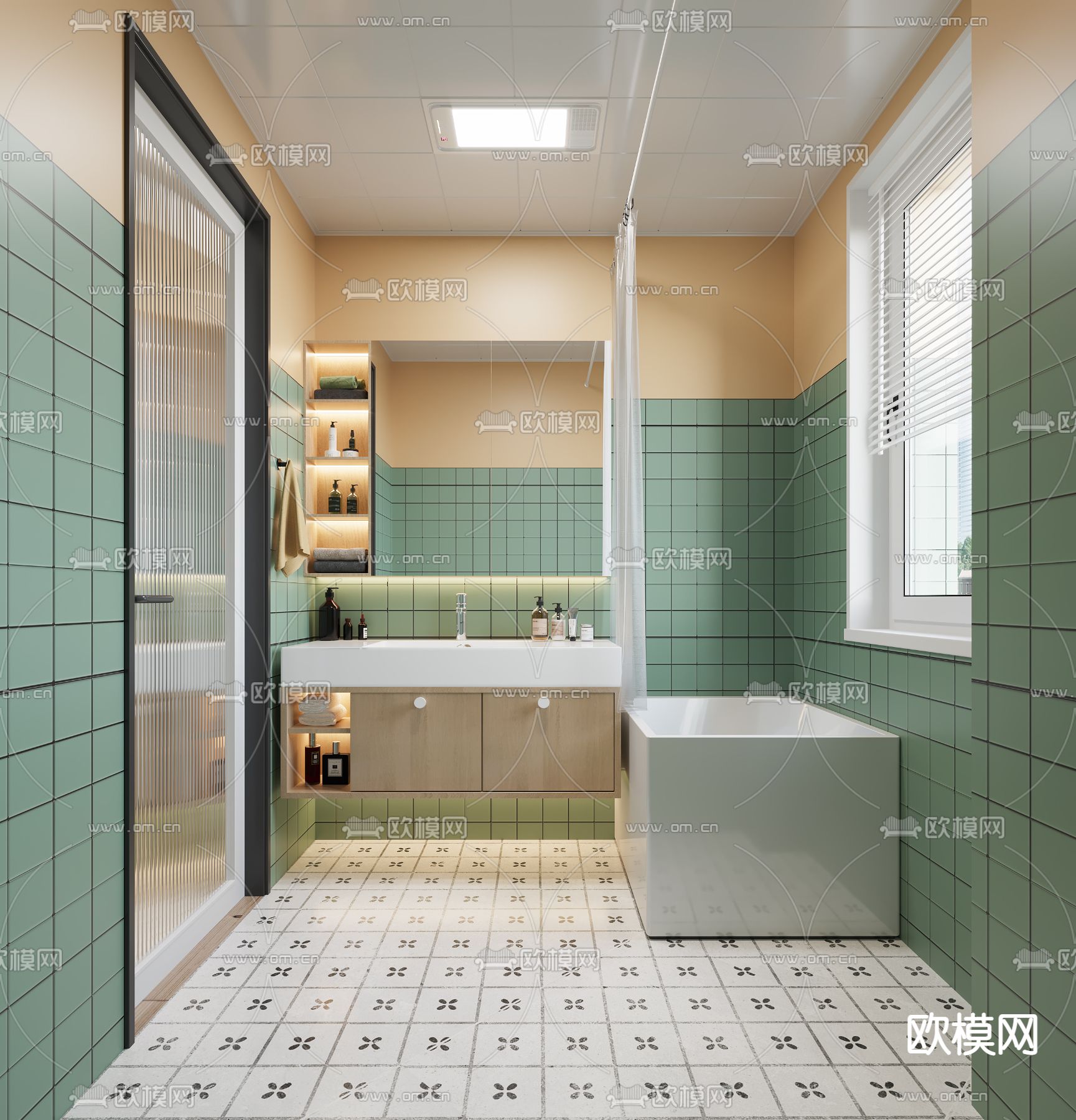 北欧卫生间浴室3d模型下载（渲染图1）