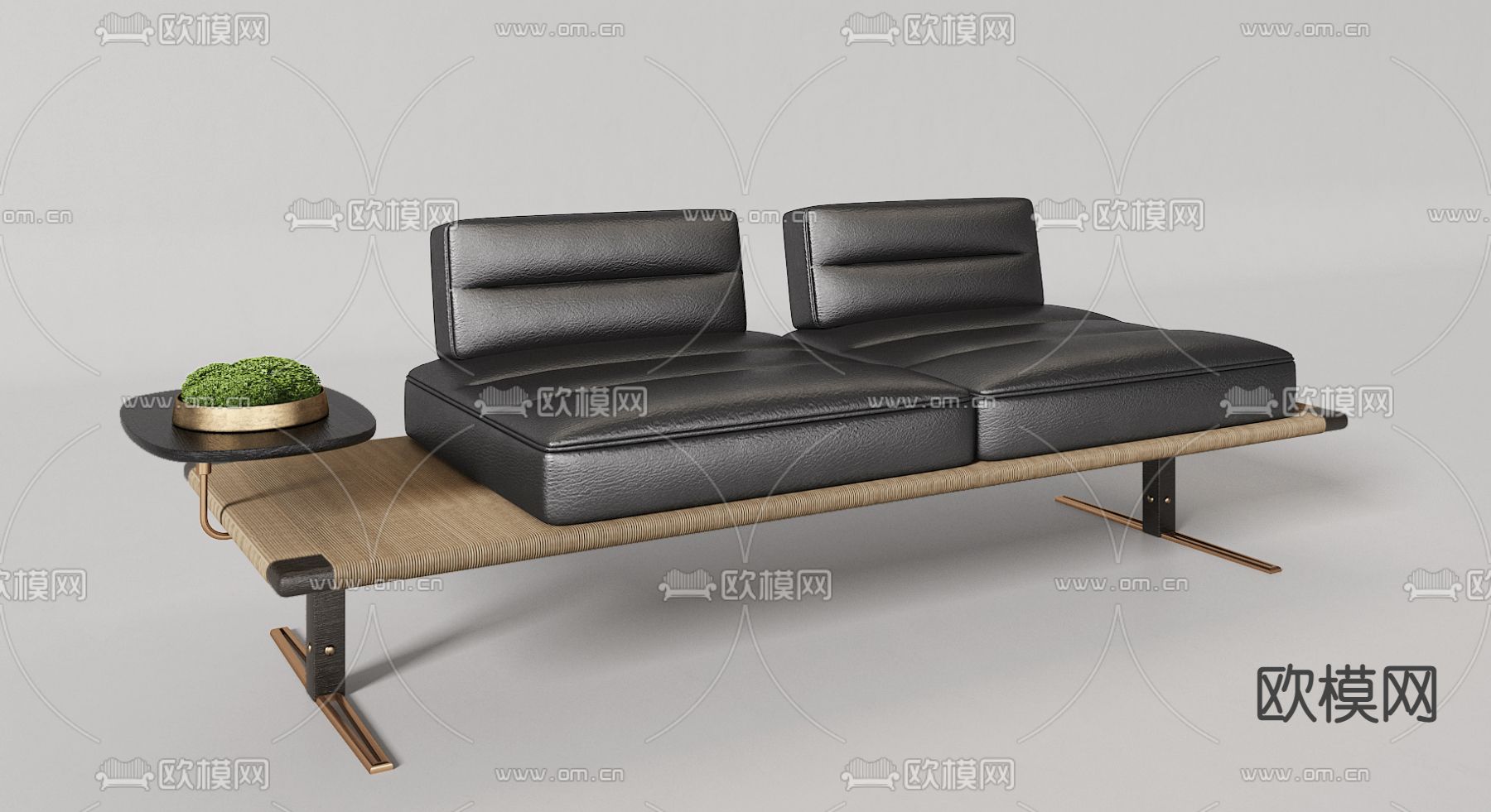 现代皮革休闲沙发3d模型