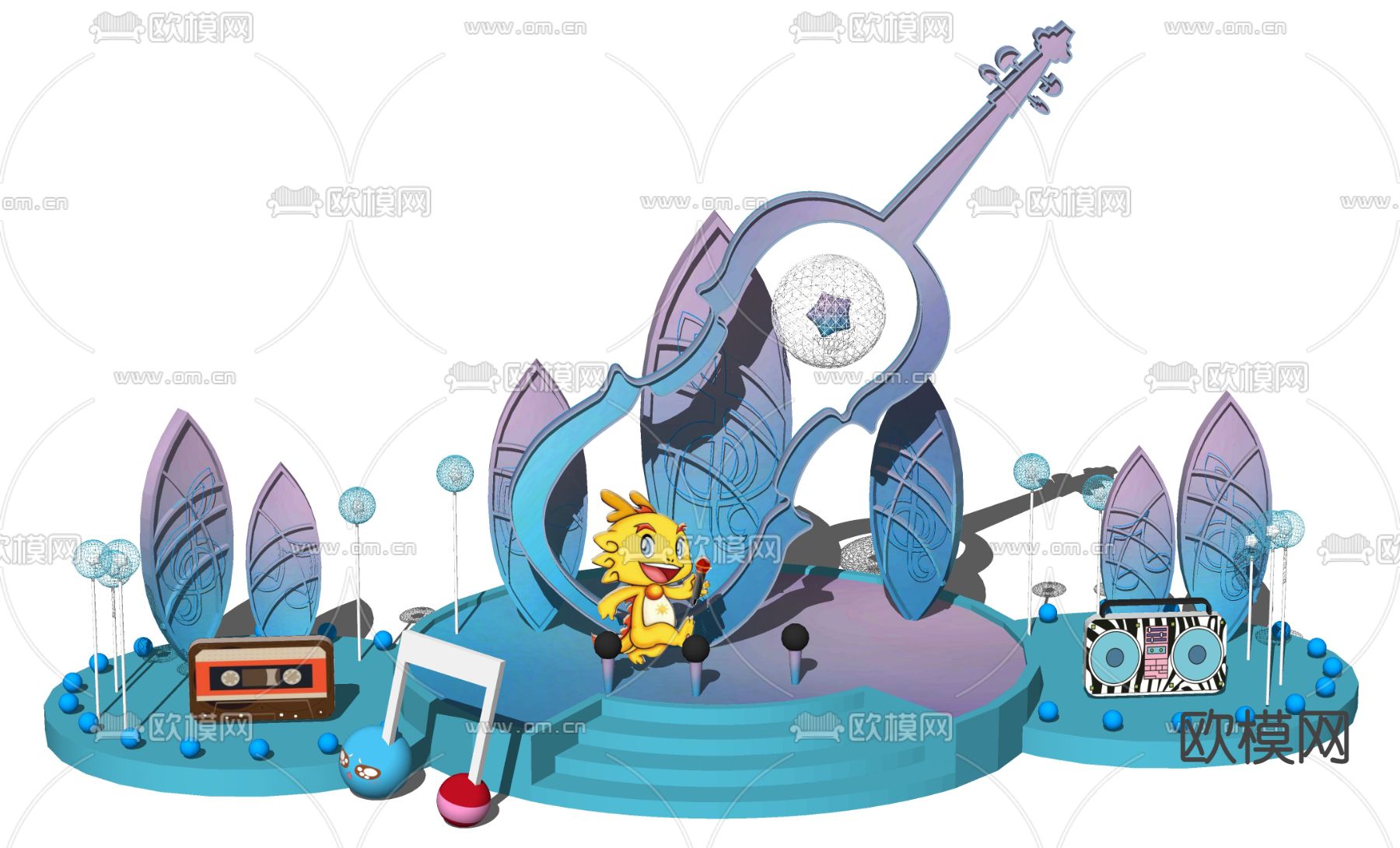 现代儿童表演舞台美陈su模型下载