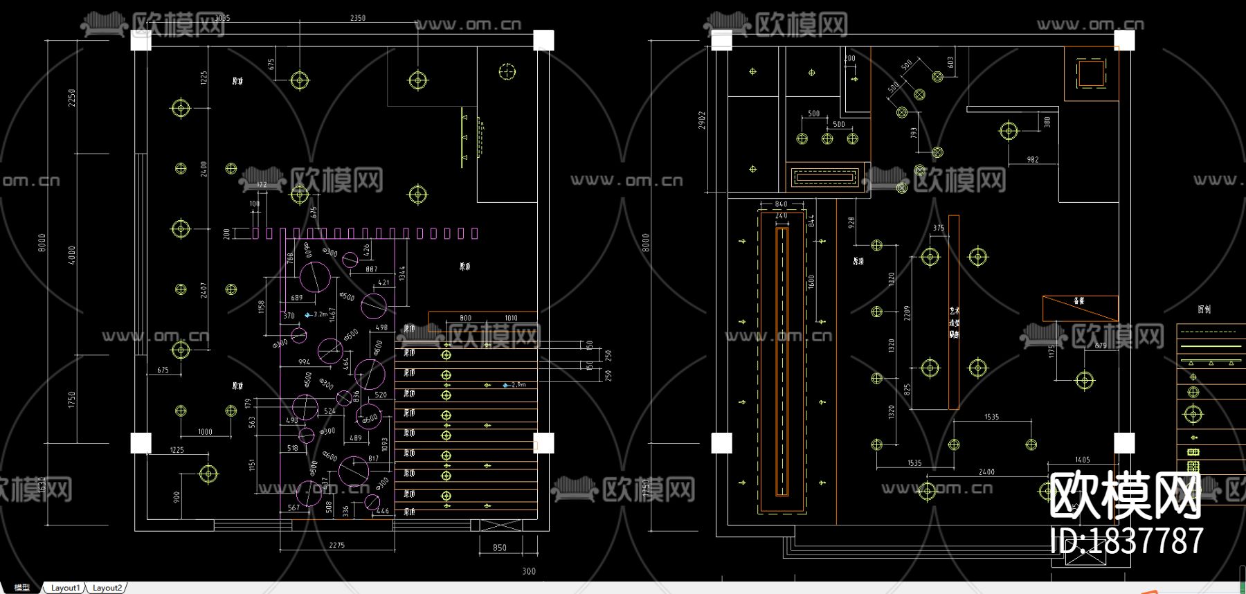 火锅店cad施工图下载（渲染图4）