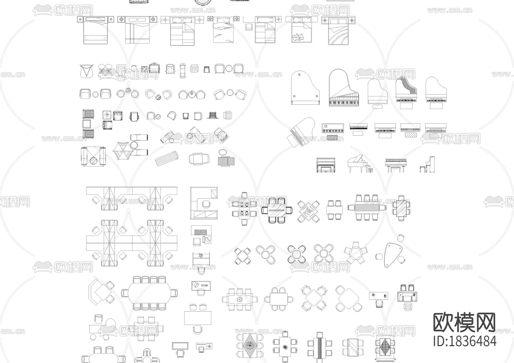家具平面cad图库-免费3dmax模型库-欧模网