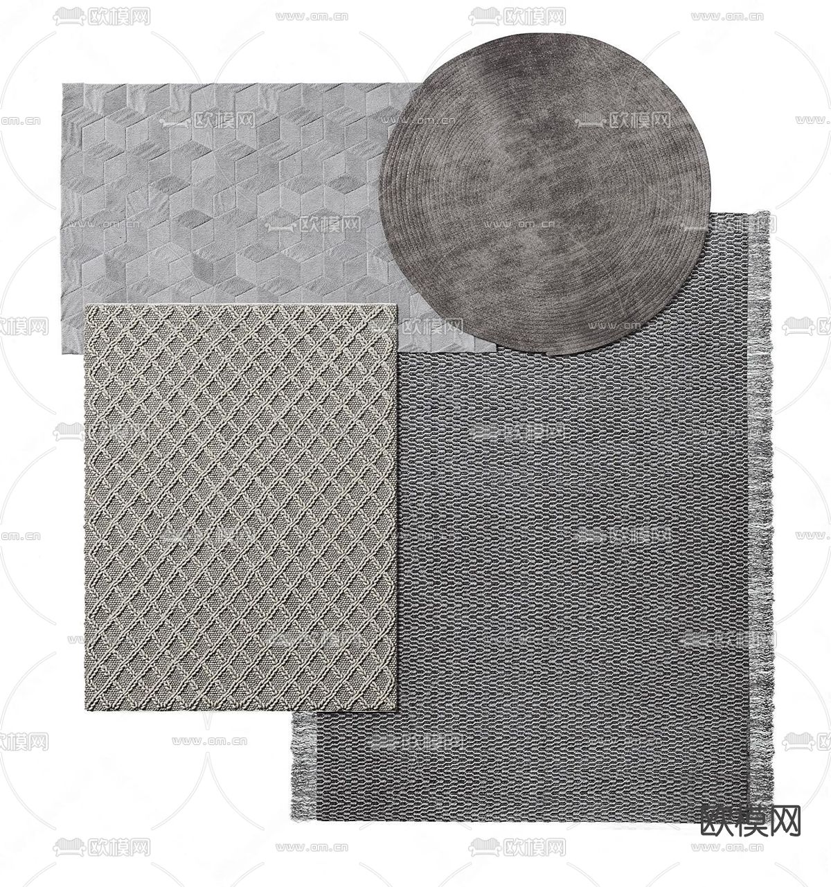 现代布艺地毯su模型下载（渲染图1）