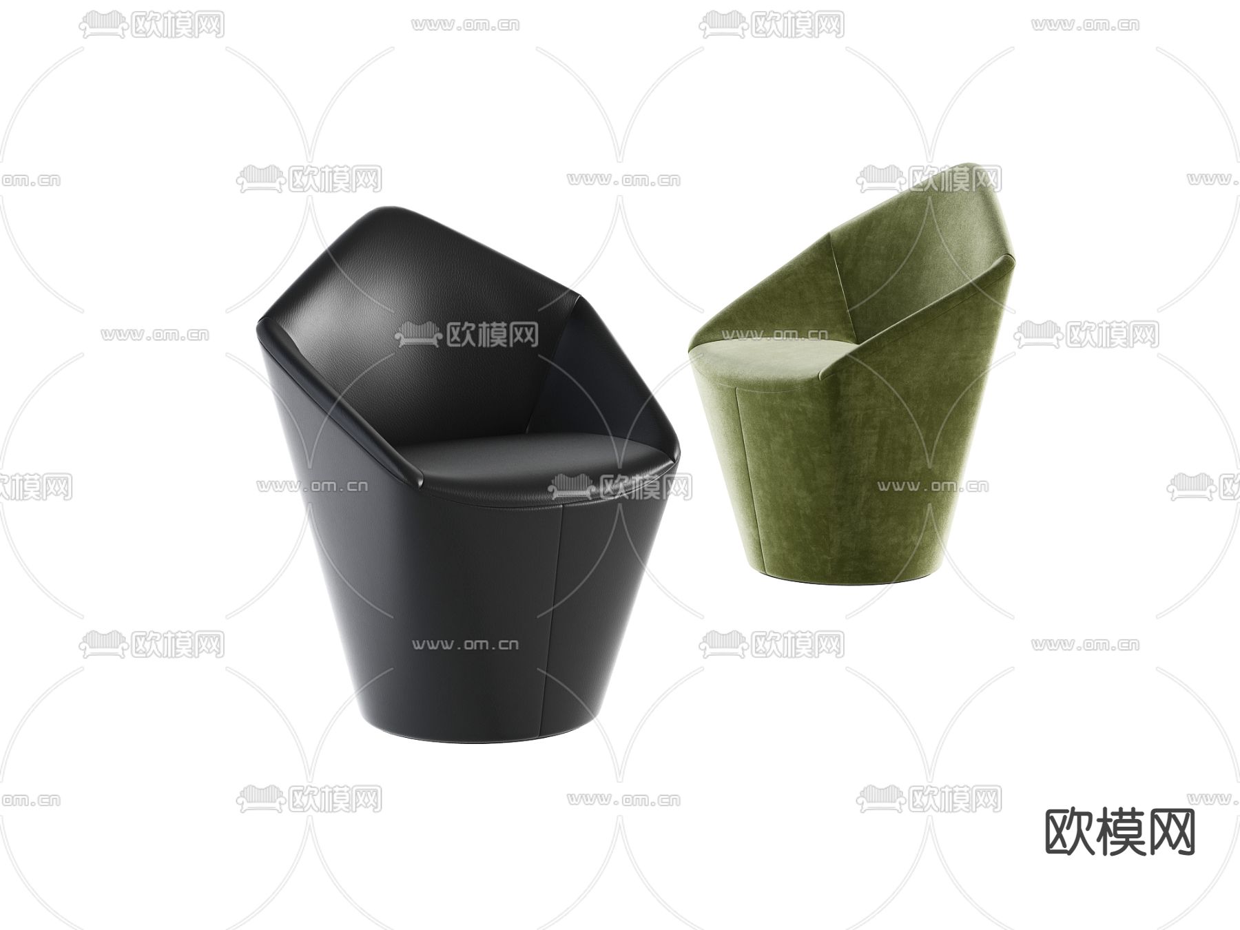 现代皮革单人沙发3d模型