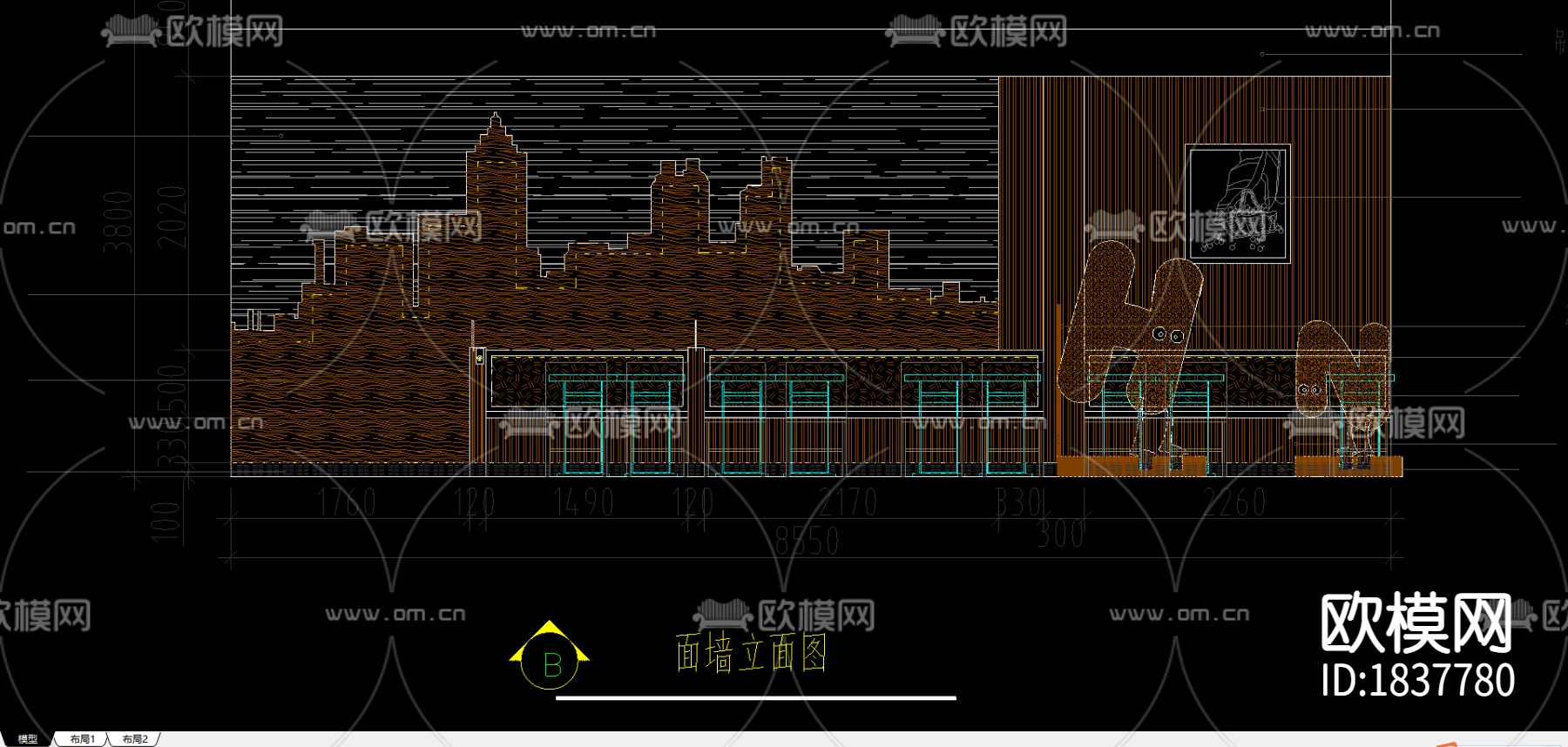 哈尼汉堡店cad施工图