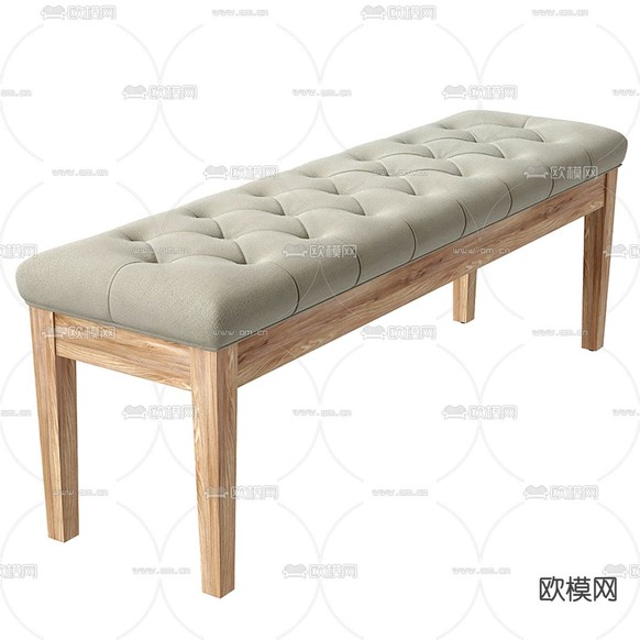 现代布艺床尾凳3d模型下载(渲染图1)