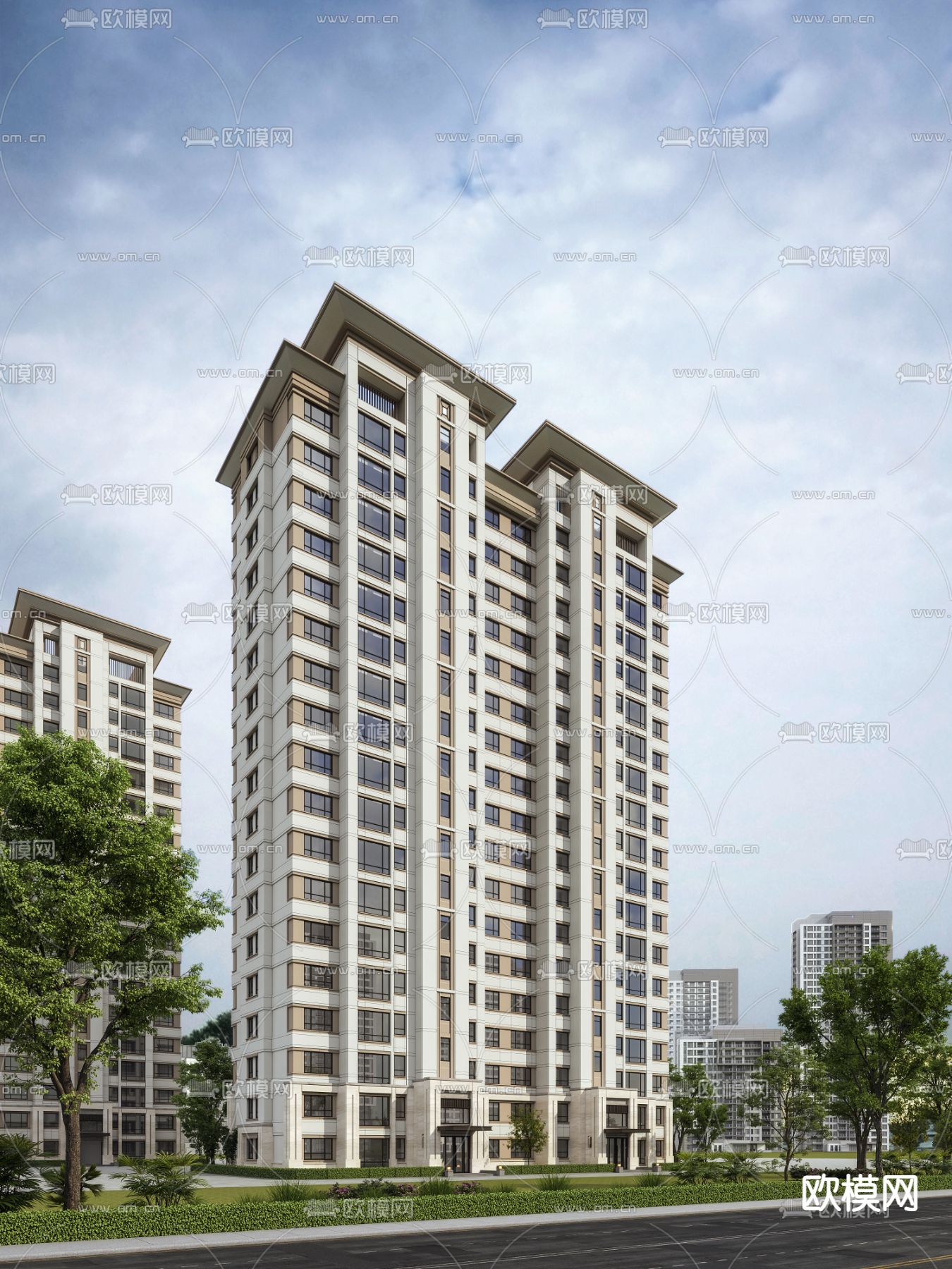 现代小区住宅建筑外观3d模型